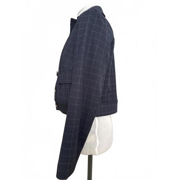 Rachel Roy Women's Navy Blue Cropped Blazer with Windowpane Check ๐ - Picture 4 of 8